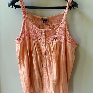 Torrid Size 0 (14/16)Orange Smocked Buttoned Tank Top